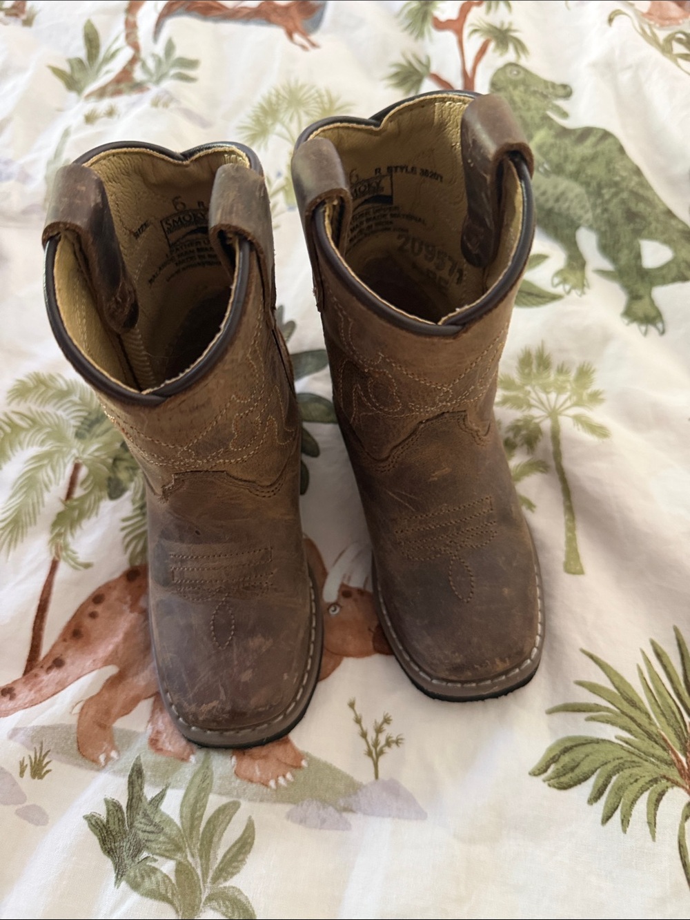 Kids Brown Leather Pull-On Western Boots